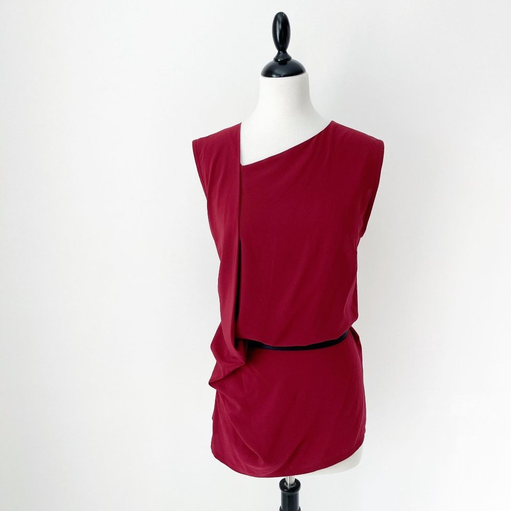 Ann Demeulemeester | Burgundy Silk Blend Draped Front Top | 42/10